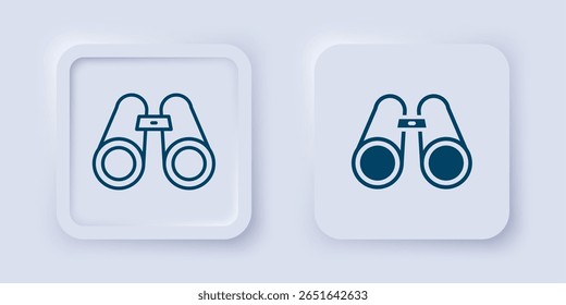 Gefülltes Fernglas-Symbol einzeln auf grauem Hintergrund. Softwarezeichen suchen. Symbol für Spionageausrüstung. Quadratischer Knopf. Vektorgrafik