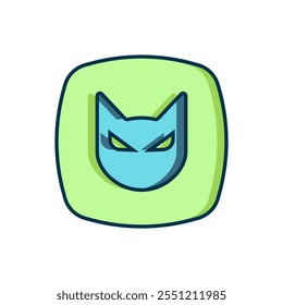 Filled outline Black cat icon isolated on white background. Happy Halloween party. Flat filled outline style with shadow. Vector