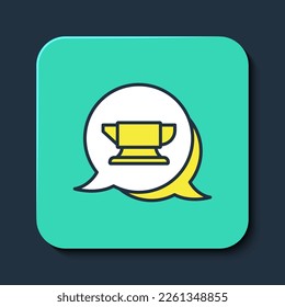 Filled outline Blacksmith anvil tool icon isolated on blue background. Metal forging. Forge tool. Turquoise square button. Vector