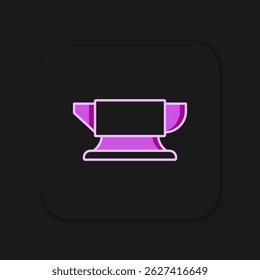Filled outline Blacksmith anvil tool icon isolated on black background. Metal forging. Forge tool. Flat filled outline style with shadow. Vector