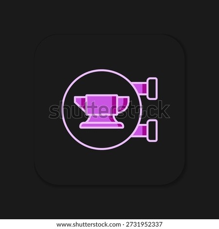 Filled outline Blacksmith anvil tool icon isolated on black background. Metal forging. Forge tool. Flat filled outline style with shadow. Vector