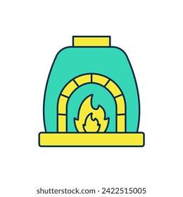 Filled outline Blacksmith oven icon isolated on white background.  Vector