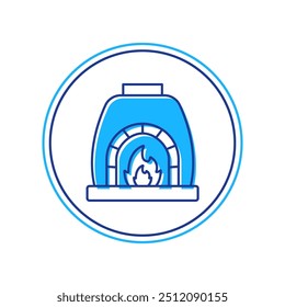 Filled outline Blacksmith oven icon isolated on white background.  Vector