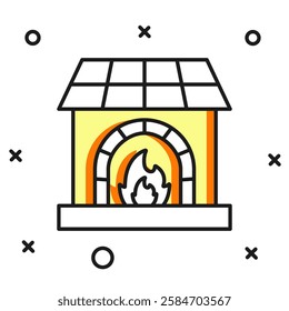 Filled outline Blacksmith oven icon isolated on white background. Flat filled outline style with shadow. Vector