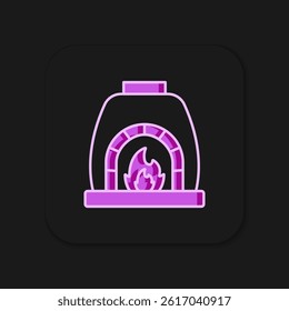 Filled outline Blacksmith oven icon isolated on black background. Flat filled outline style with shadow. Vector