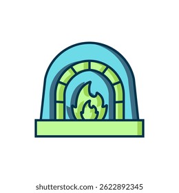 Filled outline Blacksmith oven icon isolated on white background. Flat filled outline style with shadow. Vector
