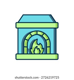 Filled outline Blacksmith oven icon isolated on white background. Flat filled outline style with shadow. Vector