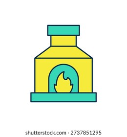 Filled outline Blacksmith oven icon isolated on white background.  Vector