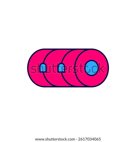 Filled outline Blanket roll icon isolated on white background. Camping roll mat.  Vector