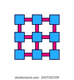 Filled outline Blockchain technology icon isolated on white background. Cryptocurrency data. Abstract geometric block chain network technology business.  Vector