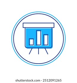 Filled outline Board with graph chart icon isolated on white background. Report text file icon. Accounting sign. Audit, analysis, planning.  Vector