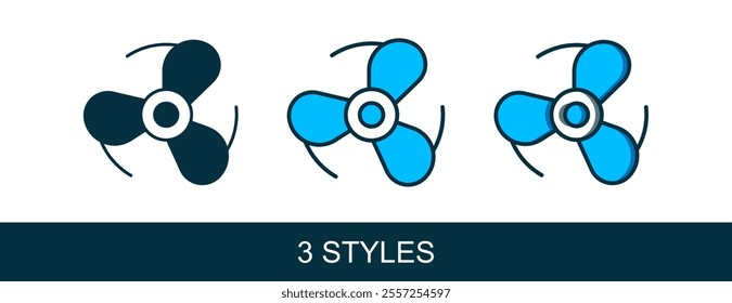Filled outline Boat propeller, turbine icon isolated on white background.  Vector