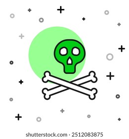 Filled outline Bones and skull as a sign of toxicity warning icon isolated on white background.  Vector