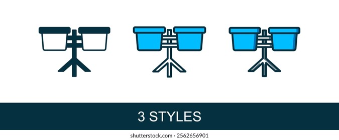 Filled outline Bongo drum icon isolated on white background. Musical instrument symbol.  Vector