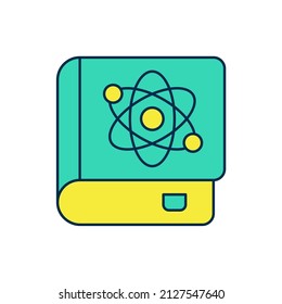 Esquema relleno Libro sobre el icono de la física aislado en el fondo blanco.  Vector