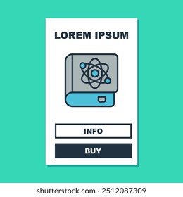 Filled outline Book about physics icon isolated on turquoise background.  Vector