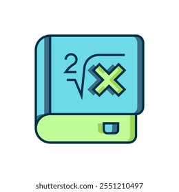 Filled outline Book with word mathematics icon isolated on white background. Math book. Education concept about back to school. Flat filled outline style with shadow. Vector