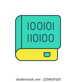 Filled outline Books about programming icon isolated on white background. Programming language concept. PHP, CSS, XML, HTML, Javascript learning.  Vector