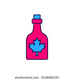 Filled outline Bottle of maple syrup icon isolated on white background.  Vector