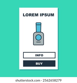 Filled outline Bottle of nail polish icon isolated on turquoise background.  Vector