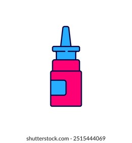Filled outline Bottle nasal spray icon isolated on white background.  Vector