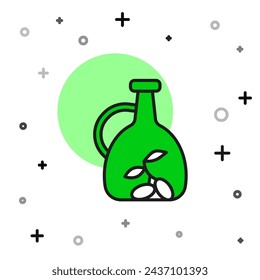 Filled outline Bottle of olive oil icon isolated on white background. Jug with olive oil icon.  Vector