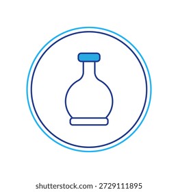Botella de contorno lleno con el icono de la poción aislado en fondo blanco. Frasco con poción mágica. Feliz Halloween.  Vector