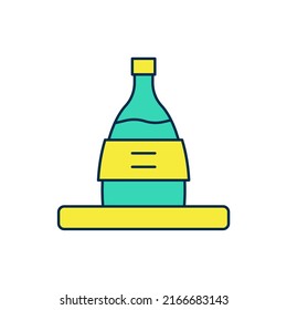 Filled outline Bottle of sake icon isolated on white background.  Vector