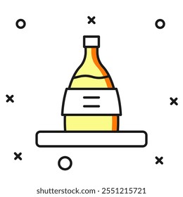 Filled outline Bottle of sake icon isolated on white background. Flat filled outline style with shadow. Vector