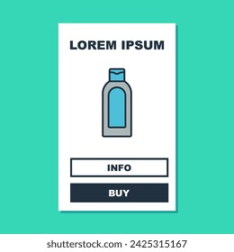 Gefüllter Umriss Flasche Shampoo-Symbol auf türkisfarbenem Hintergrund.  Vektor