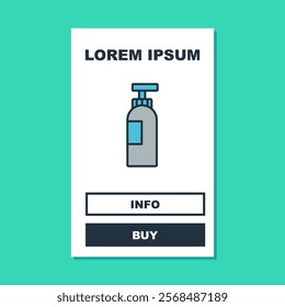 Filled outline Bottle of shampoo icon isolated on turquoise background.  Vector