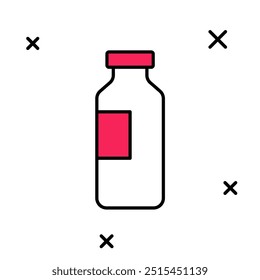 Filled outline Bottle of water icon isolated on white background. Soda aqua drink sign.  Vector