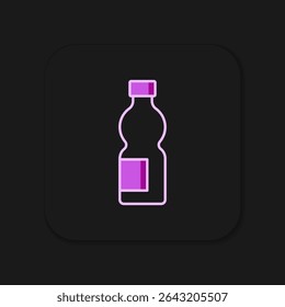 Filled outline Bottle of water icon isolated on black background. Soda aqua drink sign. Flat filled outline style with shadow. Vector