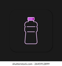 Filled outline Bottle of water icon isolated on black background. Soda aqua drink sign. Flat filled outline style with shadow. Vector