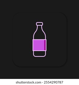Filled outline Bottle of wine icon isolated on black background. Flat filled outline style with shadow. Vector