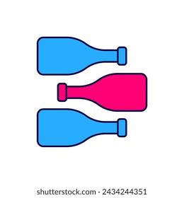 Filled outline Bottles of wine icon isolated on white background.  Vector