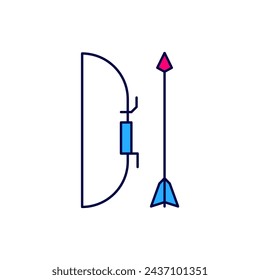 Filled outline Bow and arrow in quiver icon isolated on white background.  Vector