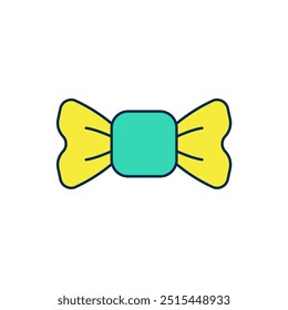 Filled outline Bow tie icon isolated on white background.  Vector