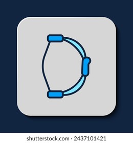 Filled outline Bow toy icon isolated on blue background.  Vector