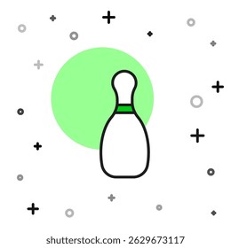 Filled outline Bowling pin icon isolated on white background.  Vector