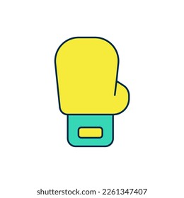 Filled outline Boxing glove icon isolated on white background.  Vector