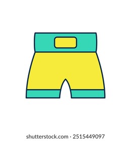 Filled outline Boxing short icon isolated on white background.  Vector