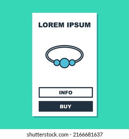 Filled outline Bracelet jewelry icon isolated on turquoise background. Bangle sign.  Vector