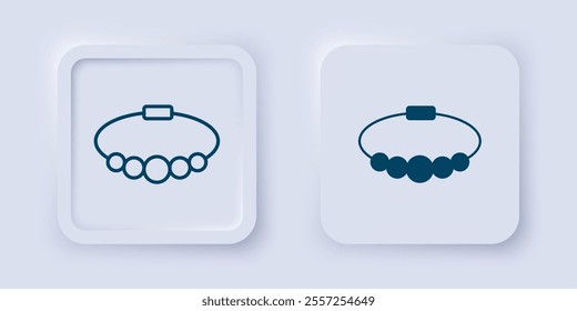 Filled and outline Bracelet jewelry icon isolated on grey background. Bangle sign. Square button. Vector