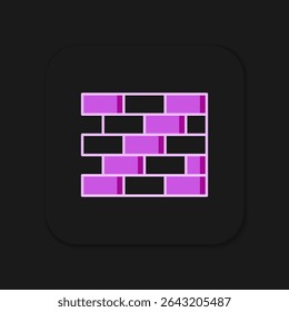 Esquema relleno Icono de ladrillos aislado sobre fondo negro. Estilo de contorno relleno plano con sombra. Vector