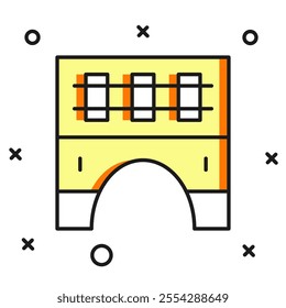 Filled outline Bridge for train icon isolated on white background. Flat filled outline style with shadow. Vector