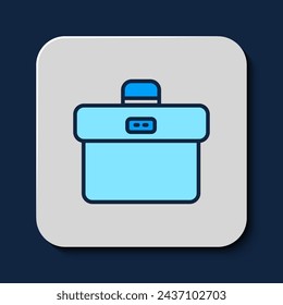 Filled outline Briefcase icon isolated on blue background. Business case sign. Business portfolio.  Vector