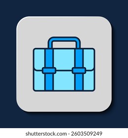 Filled outline Briefcase icon isolated on blue background. Business case sign. Business portfolio.  Vector