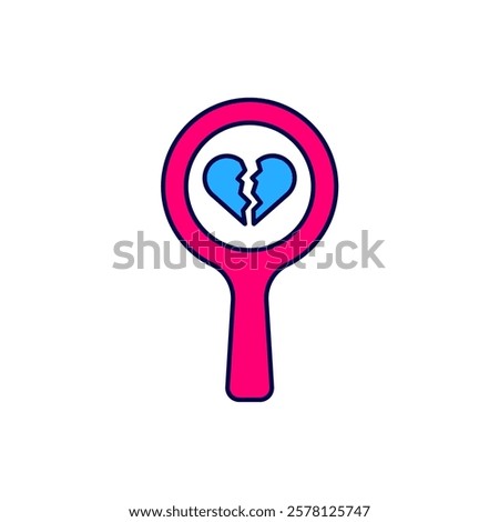 Filled outline Broken heart or divorce icon isolated on white background. Love symbol. Valentines day.  Vector