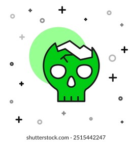 Filled outline Broken human skull icon isolated on white background.  Vector
